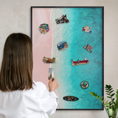 Tableau magnétique encadré de couleur noire Détente estivale