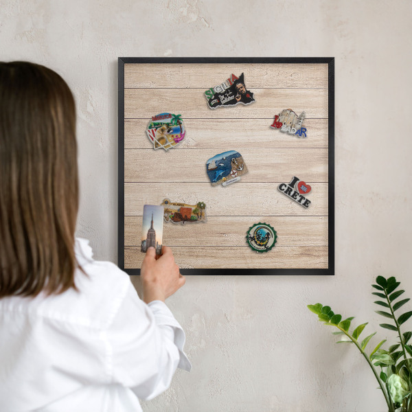 Tableau magnétique encadré de couleur noire Planches de bois
