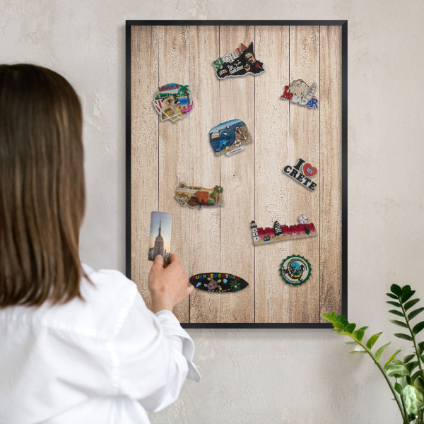 Tableau magnétique encadré de couleur noire Planches de bois