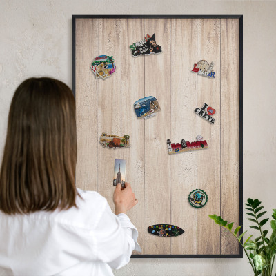 Tableau magnétique encadré de couleur noire Planches de bois
