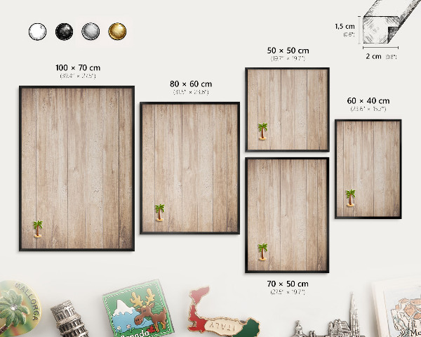Tableau magnétique encadré de couleur noire Planches de bois