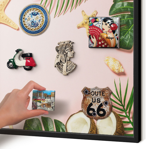 Panneau pour aimants souvenirs cadre noir Vacances tropicales