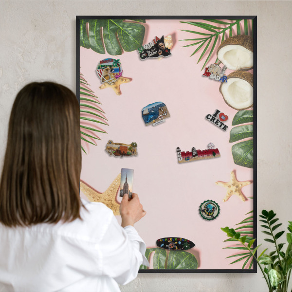 Panneau pour aimants souvenirs cadre noir Vacances tropicales