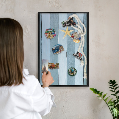 Tableau magnétique encadré de couleur noire Climat maritime