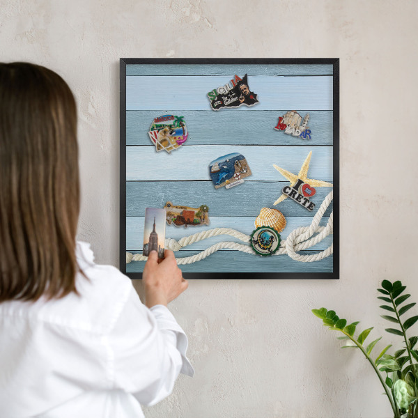 Tableau magnétique encadré de couleur noire Climat maritime