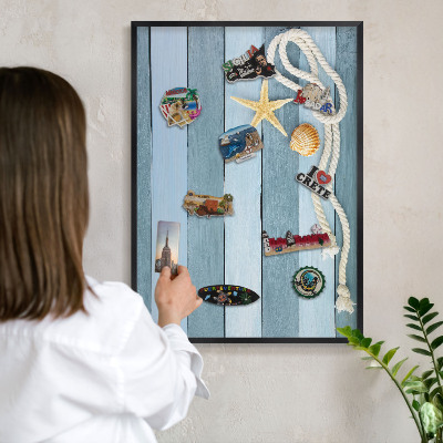 Tableau magnétique encadré de couleur noire Climat maritime