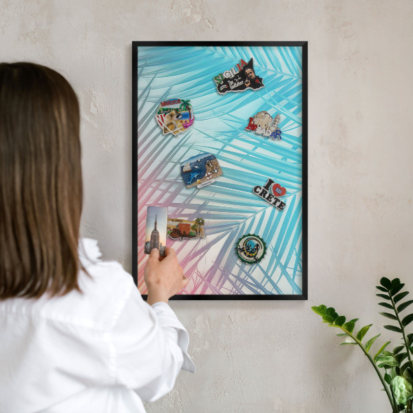 Tableau magnétique encadré de couleur noire Élégance tropicale