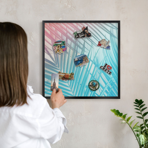Tableau magnétique encadré de couleur noire Élégance tropicale