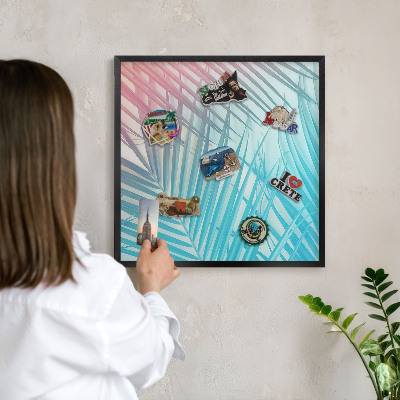 Tableau magnétique encadré de couleur noire Élégance tropicale