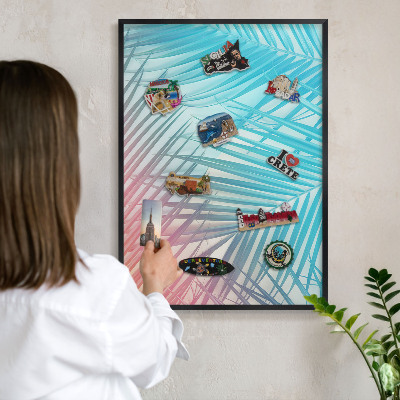 Tableau magnétique encadré de couleur noire Élégance tropicale