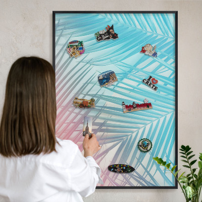 Tableau magnétique encadré de couleur noire Élégance tropicale