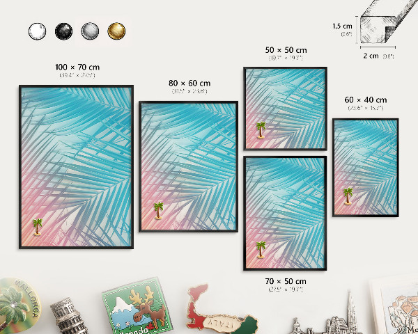 Tableau magnétique encadré de couleur noire Élégance tropicale