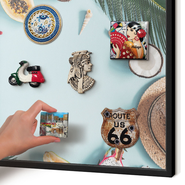 Tableau magnétique encadré de couleur noire Vacances tropicales