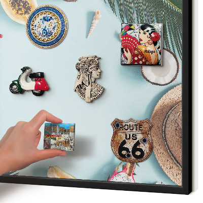 Tableau magnétique encadré de couleur noire Vacances tropicales