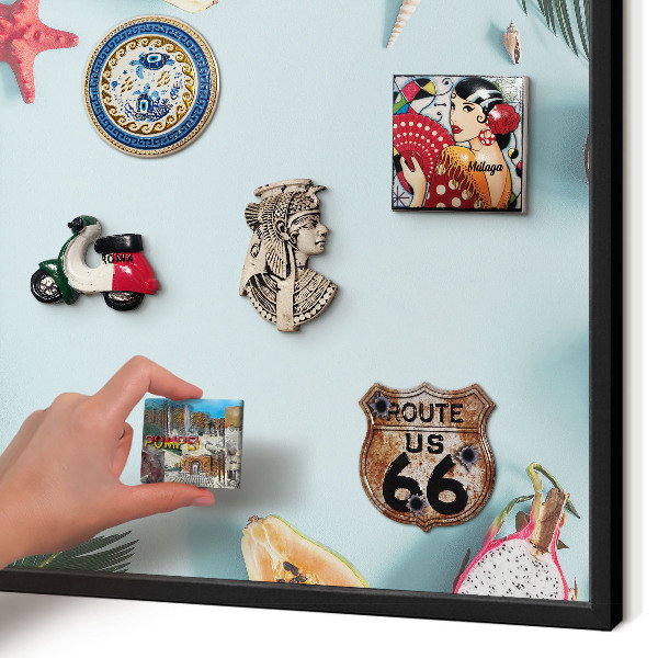 Tableau magnétique encadré de couleur noire Vacances tropicales