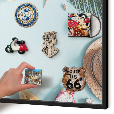 Tableau magnétique encadré de couleur noire Vacances tropicales