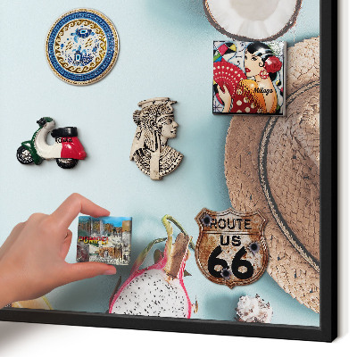 Tableau magnétique encadré de couleur noire Vacances tropicales