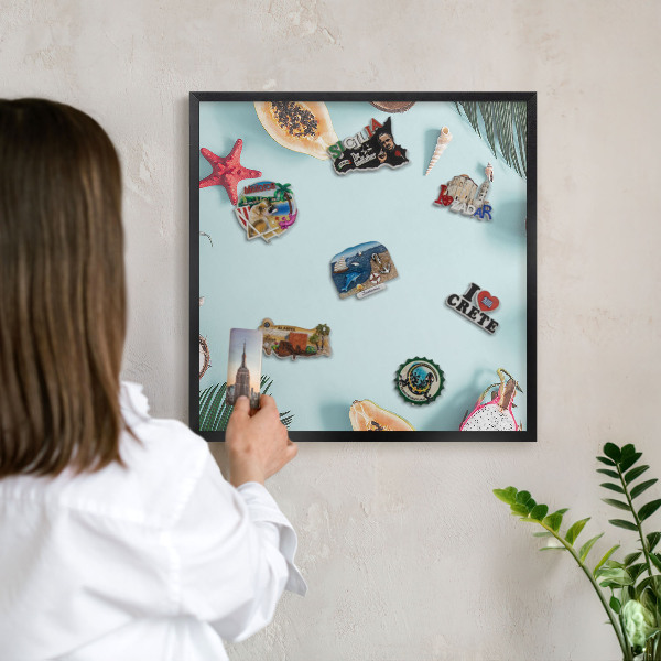 Tableau magnétique encadré de couleur noire Vacances tropicales