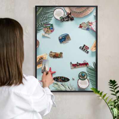 Tableau magnétique encadré de couleur noire Vacances tropicales