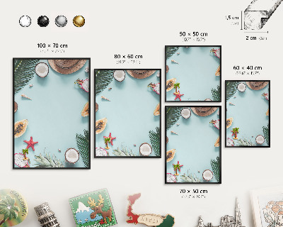 Tableau magnétique encadré de couleur noire Vacances tropicales