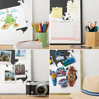 Panneau pour aimants souvenirs cadre noir Carte du monde
