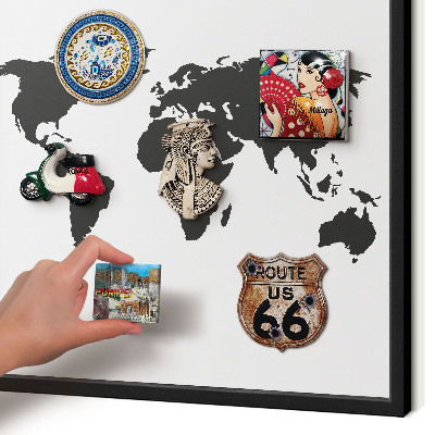 Panneau pour aimants souvenirs cadre noir Carte du monde