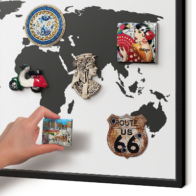 Panneau pour aimants souvenirs cadre noir Carte du monde