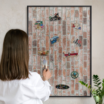Tableau magnétique encadré de couleur noire Mur de briques
