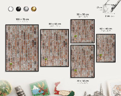 Tableau magnétique encadré de couleur noire Mur de briques