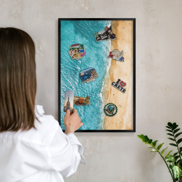 Panneau pour aimants souvenirs cadre noir Mer et plage