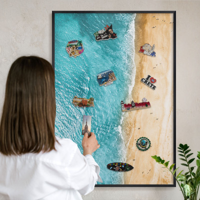Panneau pour aimants souvenirs cadre noir Mer et plage