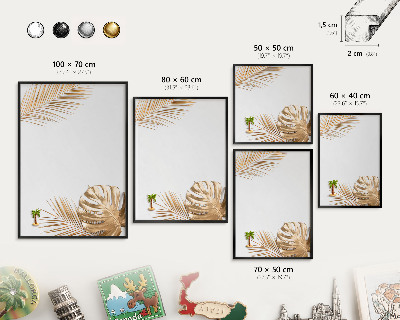 Tableau magnétique encadré de couleur noire Feuilles élégantes