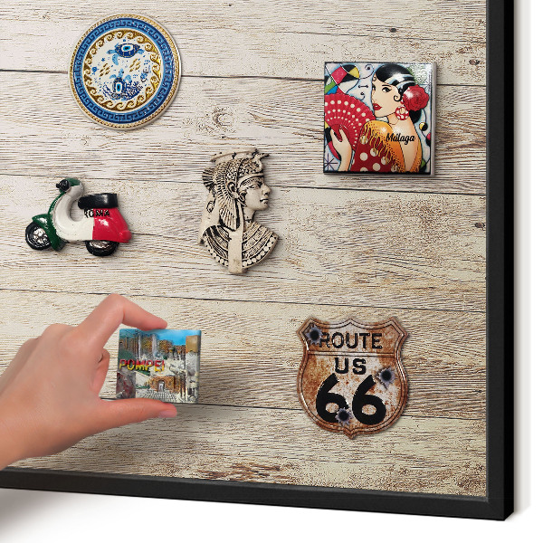 Panneau pour aimants souvenirs cadre noir Texture bois