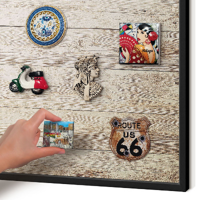 Panneau pour aimants souvenirs cadre noir Texture bois