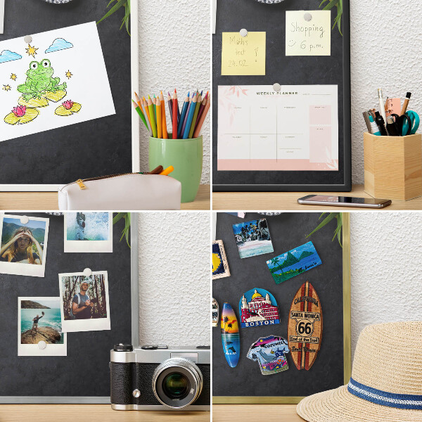 Tableau magnétique encadré de couleur noire Ambiance de vacances