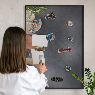 Tableau magnétique encadré de couleur noire Ambiance de vacances