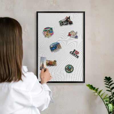 Tableau magnétique encadré de couleur noire Ondes linéaires