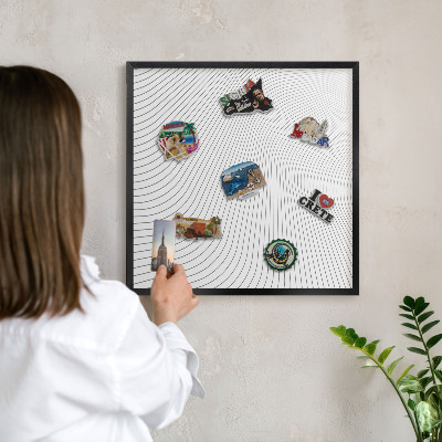Tableau magnétique encadré de couleur noire Ondes linéaires
