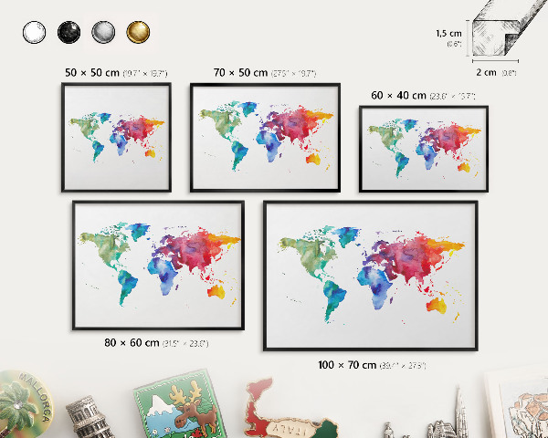 Tableau magnétique encadré de couleur noire Carte des couleurs