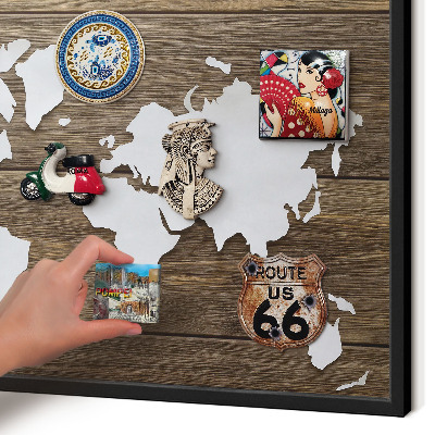 Panneau pour aimants souvenirs cadre noir Carte en bois