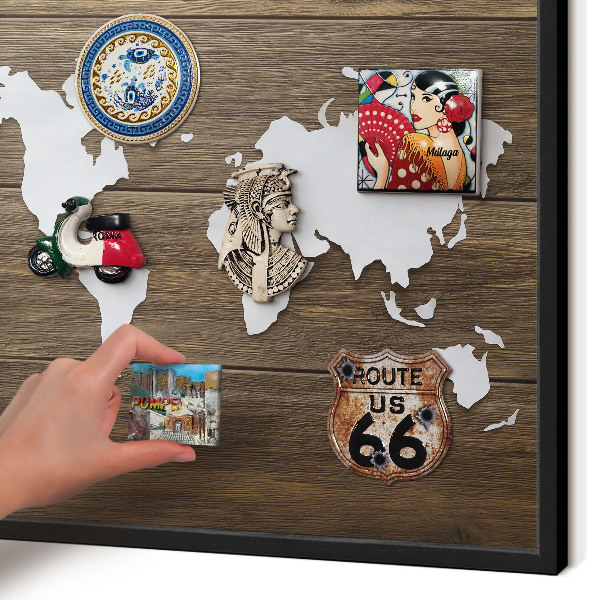 Panneau pour aimants souvenirs cadre noir Carte en bois