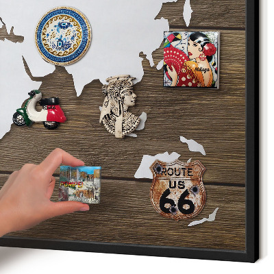 Panneau pour aimants souvenirs cadre noir Carte en bois