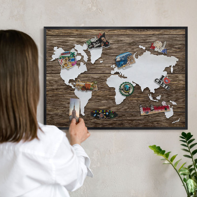 Panneau pour aimants souvenirs cadre noir Carte en bois
