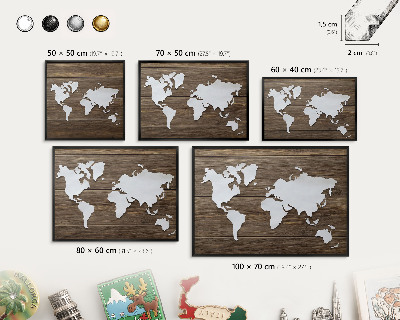 Panneau pour aimants souvenirs cadre noir Carte en bois