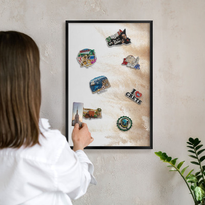 Tableau magnétique encadré de couleur noire Graminées essentielles