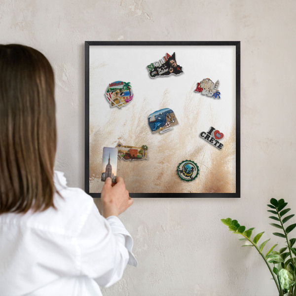 Tableau magnétique encadré de couleur noire Graminées essentielles