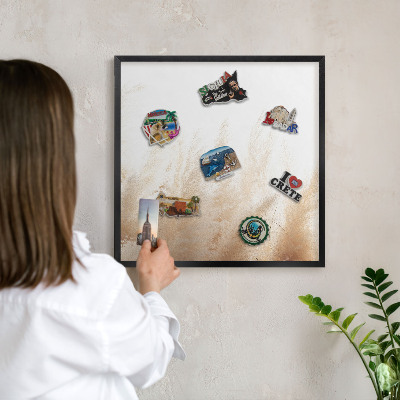 Tableau magnétique encadré de couleur noire Graminées essentielles
