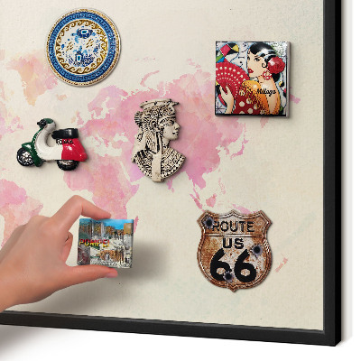 Panneau pour aimants souvenirs cadre noir Carte du monde