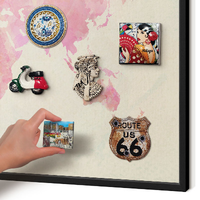 Panneau pour aimants souvenirs cadre noir Carte du monde