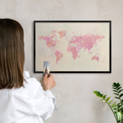 Panneau pour aimants souvenirs cadre noir Carte du monde
